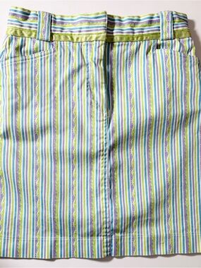 Vintage Y2K Unique Titania Pastel Striped Mini Skirt - Size US 2 AUS 6 Fun